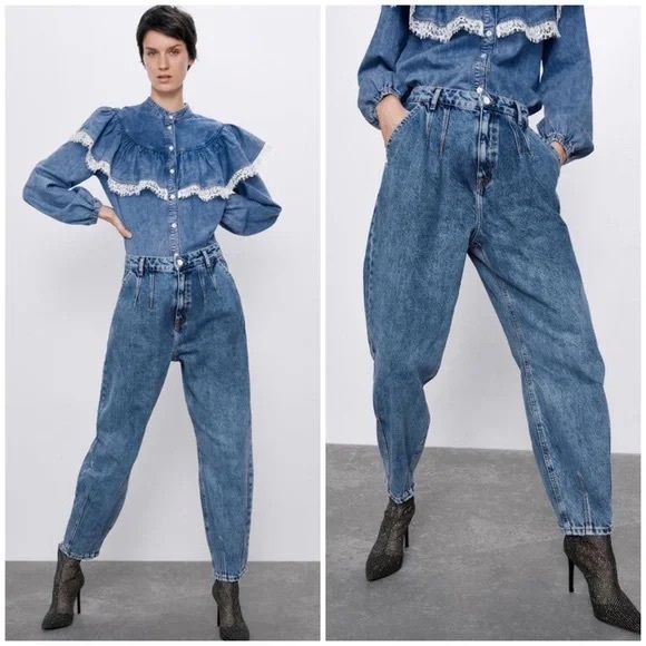 Zara Jeans Zara Denim Premium Collection Slouchy Balloon High Waist Jeans Us Womens Size 4